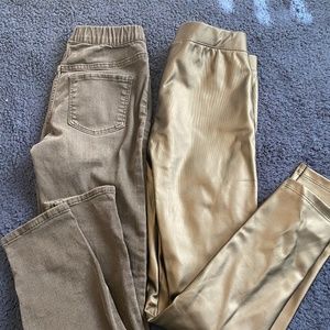 Girls Denim Jeggings & Faux leather leggings